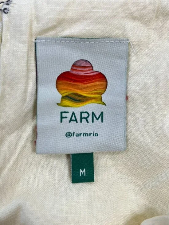 NWOT Farm Rio Lea One Shoulder Off-White Linen Blend Mini Dress Size M 3D Petal - Picture 11 of 16